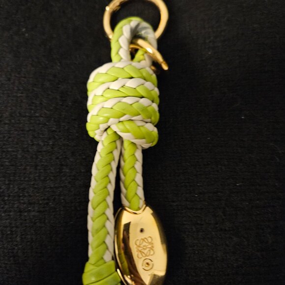 Loewe Snake Knot Charm In Classic Leather Skin Bag Charm- Green Bean/Sea Salt - Picture 5 of 10